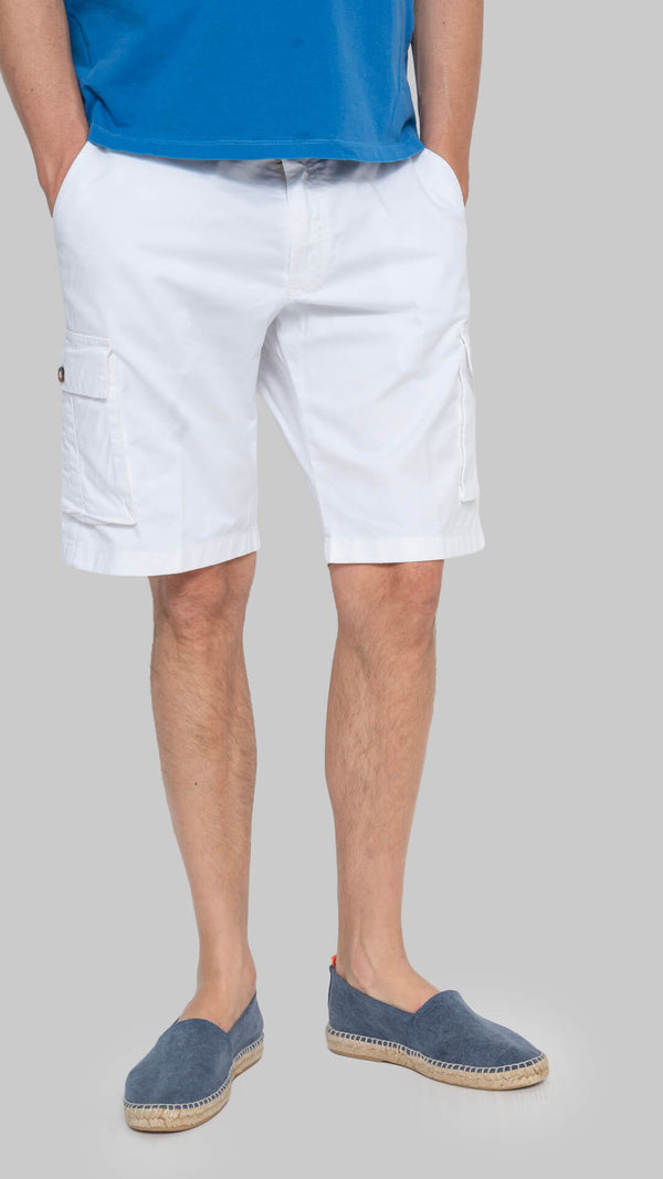 White cargo gabardine Bermuda shorts 
