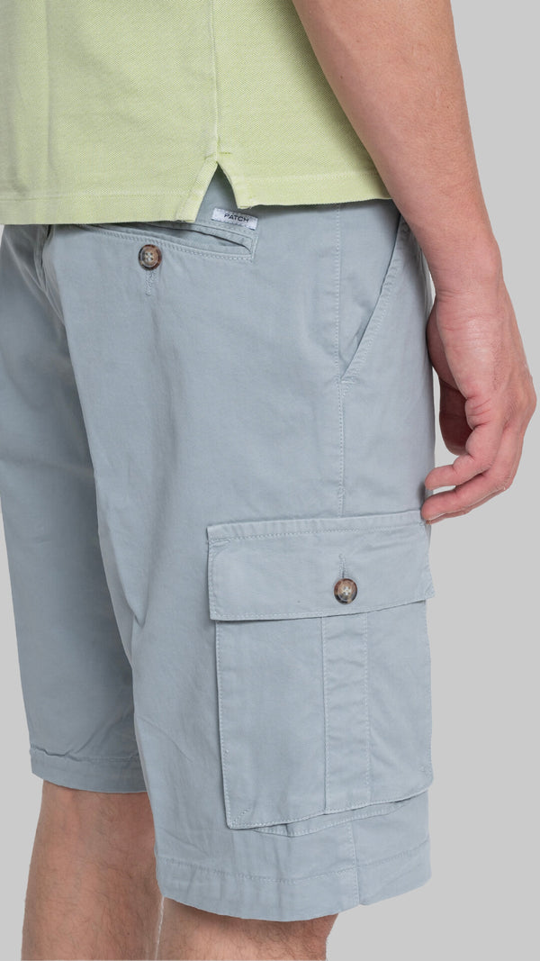Gray cargo gabardine bermuda shorts 
